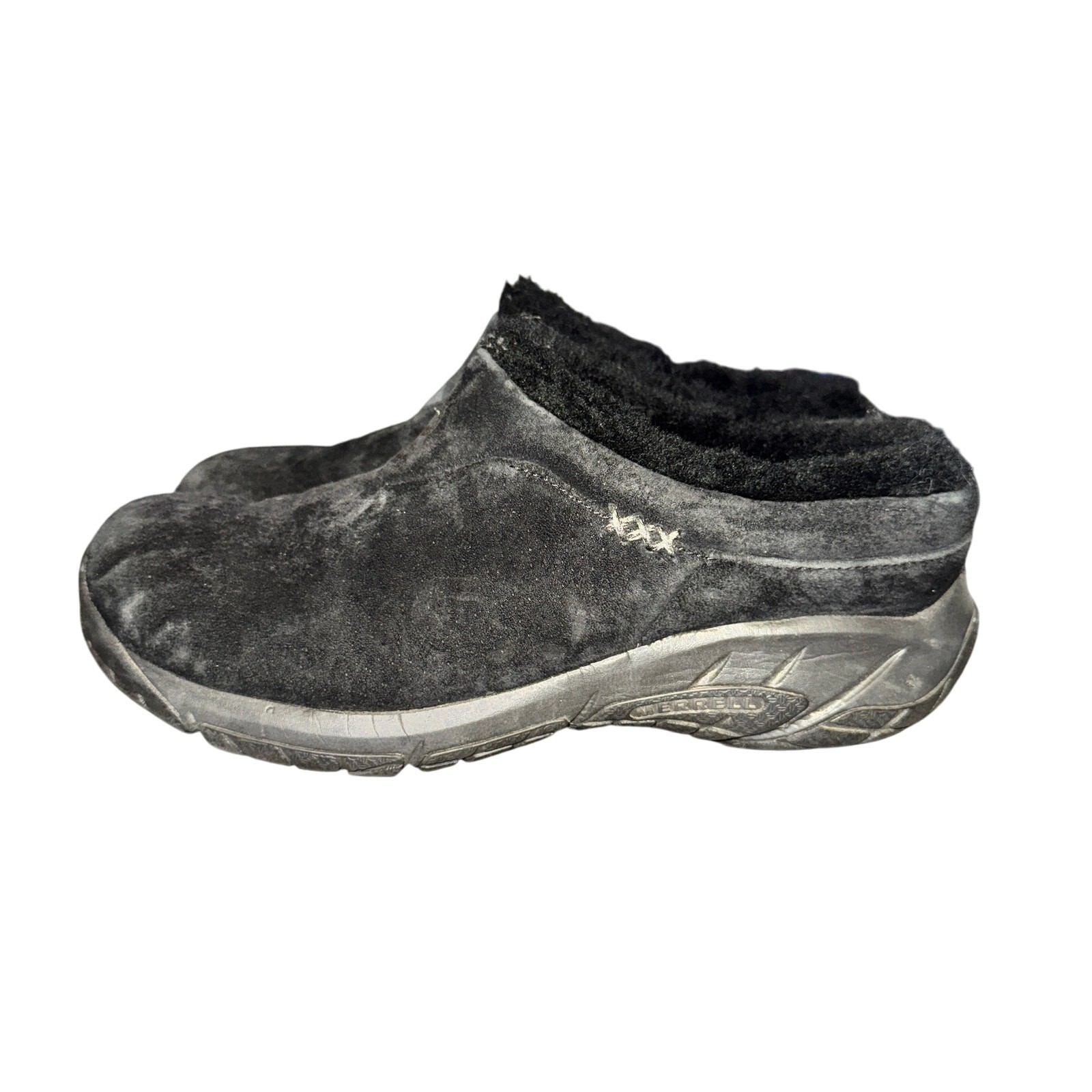 Merrell Encore Ice Clogs scarpe donna taglia 7 nere pelle foderate pelliccia sintetica