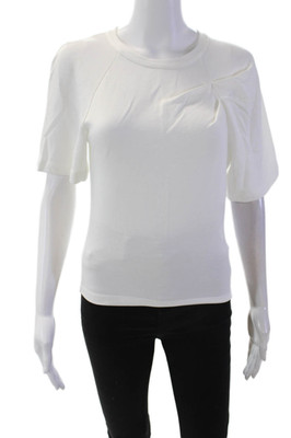 IRO Womens Short Sleeve Crew Neck Basic Cropped Top Solid White Size XS