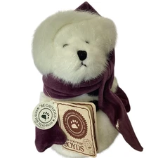 Boyds Bears Mikie O Burr 8 Inch White Sparkle SnowBear Purple Scarf All Tags #2