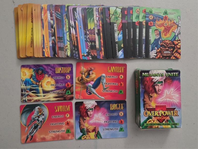 1995 Marvel OVERPOWER Fantasy Card Game MUTANTS UNITE 59 cards no mission cards