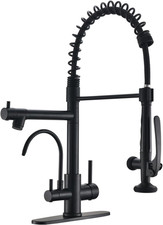 Matte Black 3-in-1 Commercial Kitchen Faucet with Pull Down Sprayer Filter