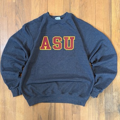 Grey Fleece Champion ASU Spellout Crewneck Pullover Size Medium