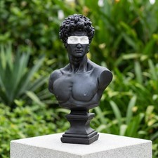 Statue David sculpture pop art masque blanc peint, grand buste en marbre...