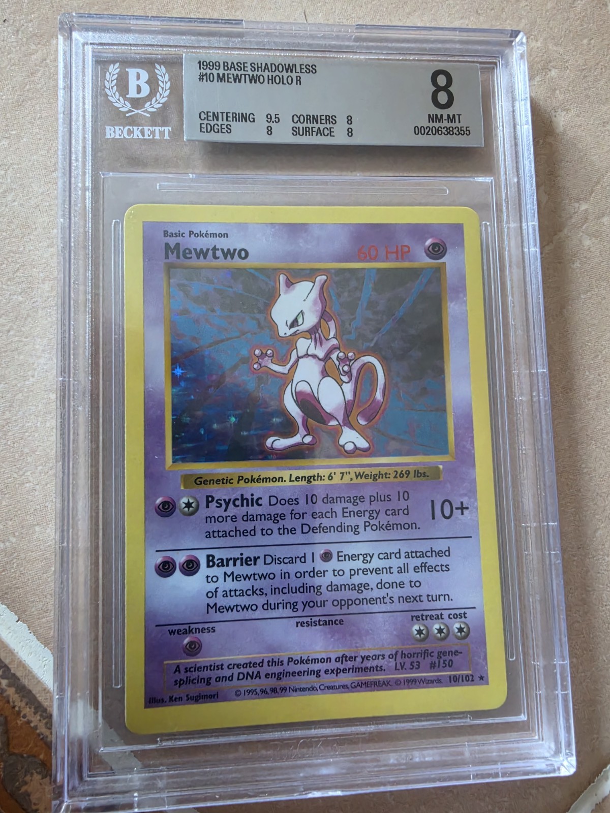 Mewtwo 010/102 Base Set (Shadowless) Holo