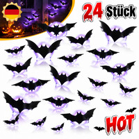 Halloween Deko Outdoor Innen Set, 24 StüCk Halloween Fledermaus Deko Mit LED