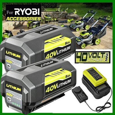 2X Battery & Charger For Ryobi 40V With LED Lithium-Ion 40-Volt OP406VNM OP40602