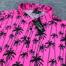 Sunday Swagger Shirt Mens 3XL Pink Black Palm Polo Performance Stretch Golfer