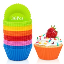 36 Pack Reusable Silicone Cupcake Baking Cups Non Stick Muffin Liners for Party