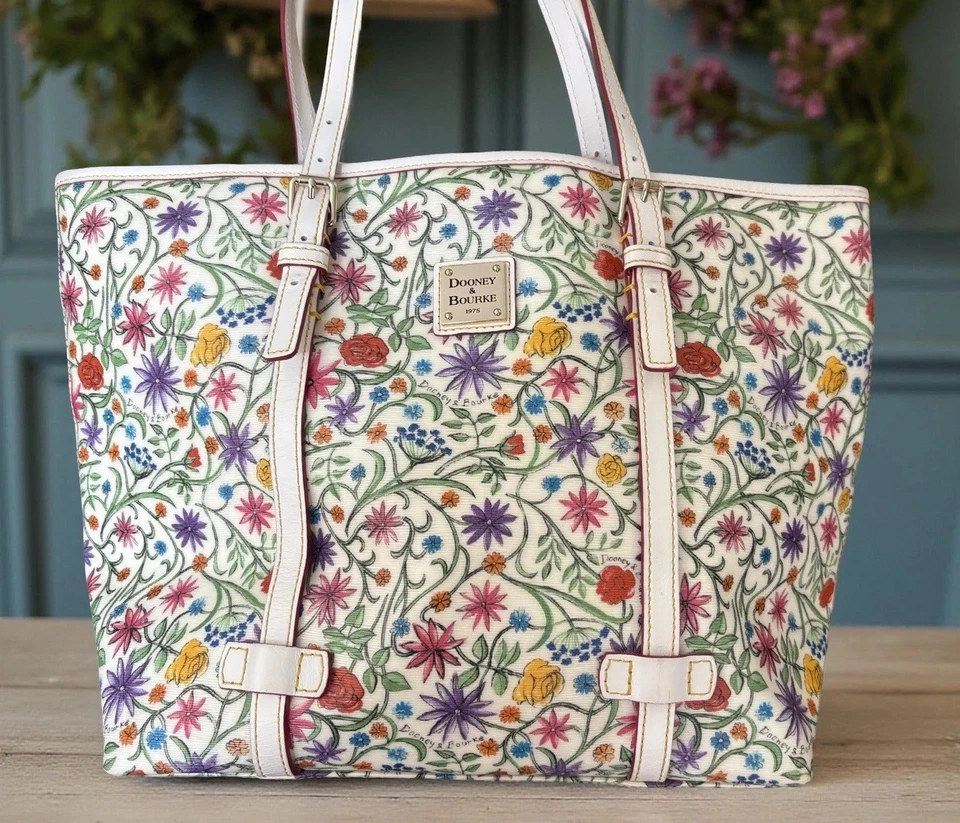 Bolso de Mano Dooney Bourke Botánico Floral Flores Grande East West Shopper Cartera Foto 3 de 4
