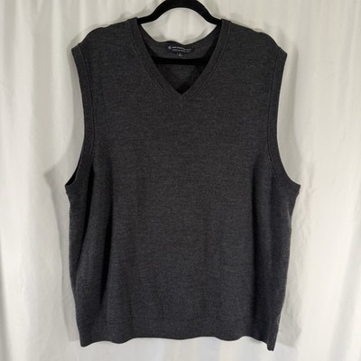 Hart Schaffner Marx Merino Wool Vest Mens XL Grey Vneck Extra Fine Pullover Knit