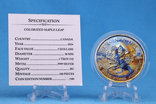 Canada Farbmünze 2024 Blue DRAGON 1 OZ SILBER - COLOR EDITION - 第 6/12 張圖片