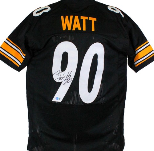 TJ Watt Autographed Black Pro Style Jersey-Beckett W Hologram *Black