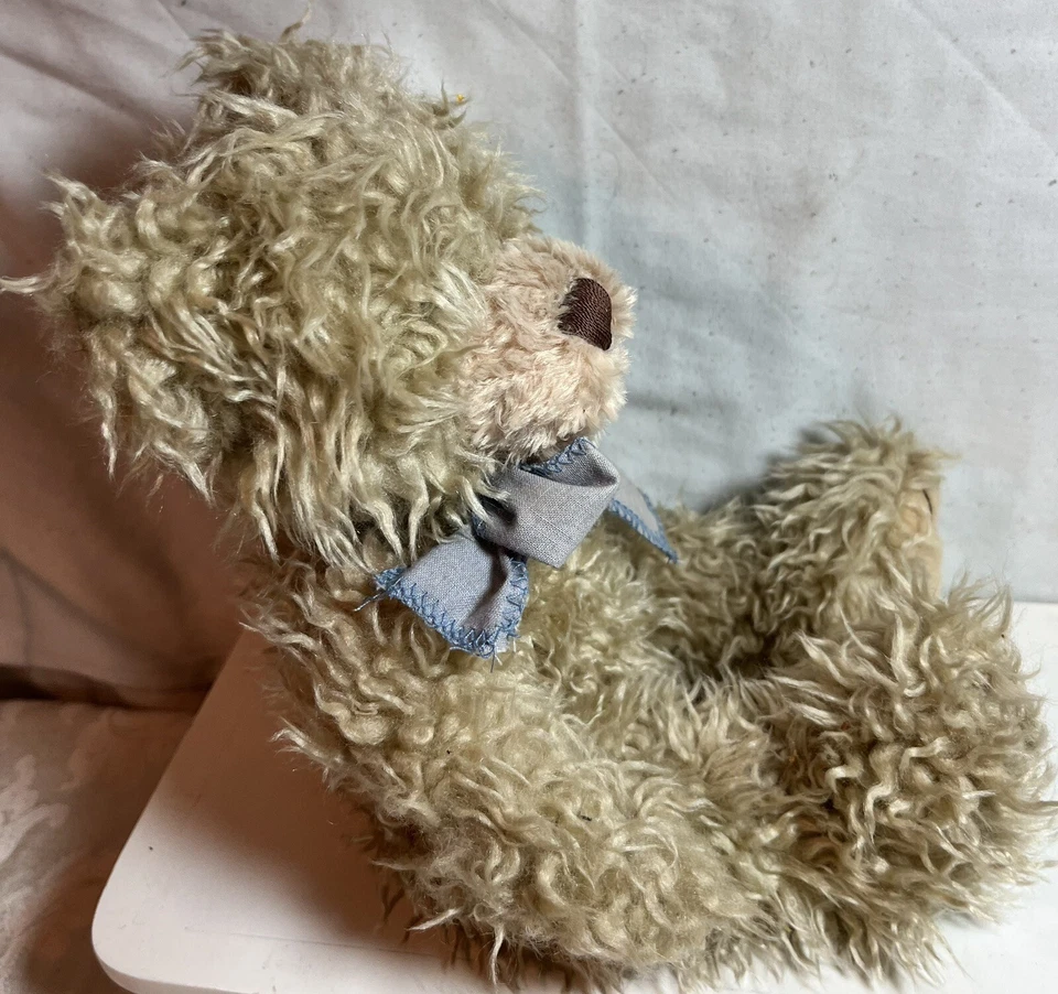 First & Main Bear Scraggles With Original Tag Stuffed Animal Brown With Blue Bow - Image 4 of 4