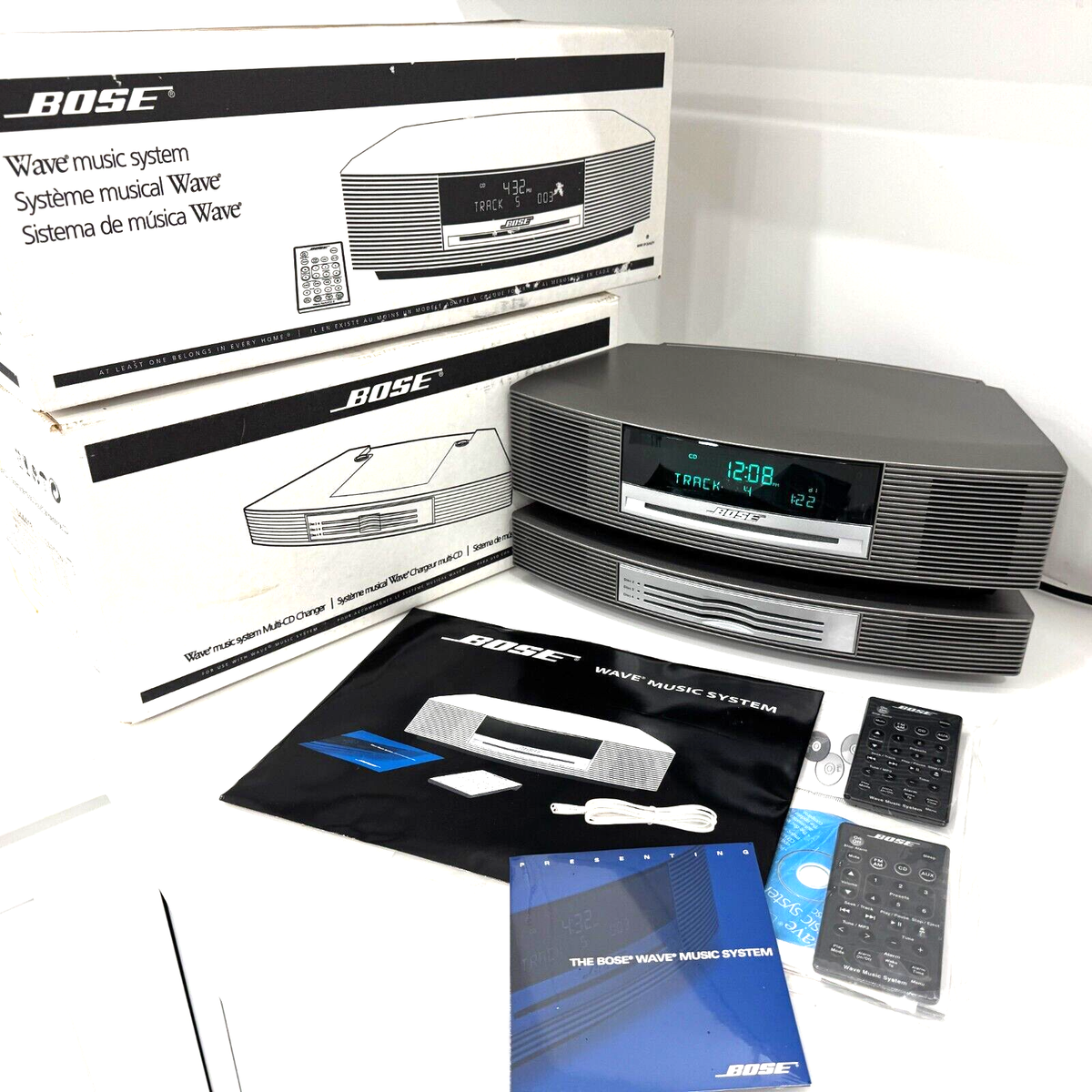 Bose Wave Music System CD / Mp3 Clock Radio 044417 Titanium