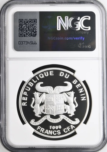 2019 Peace & Love Benin Cannabis 1 oz Silver Coin NGC PF69 UCAM Mintage 999! - Picture 2 of 3