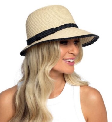Ladies Cloche Hat Crush Straw Style Sun Summer Small Medium Large 55-58cm  Hats UK