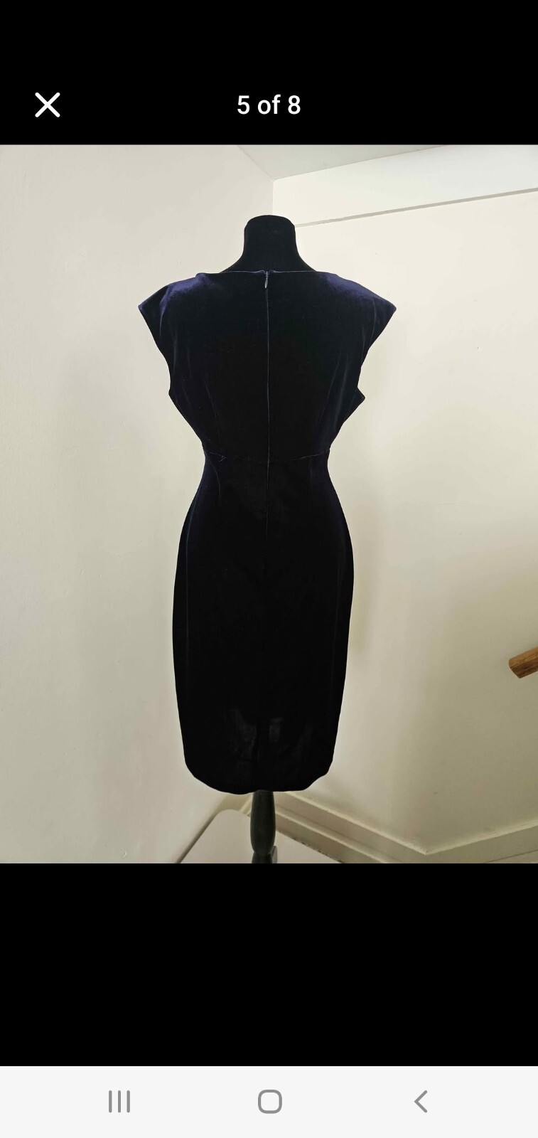 Connected Apparel Navy Blue Velvet Ruched Sheath Dress Women's