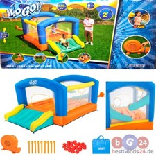 H&uuml;pfburg mit Rutsche & Trampolin Dauergebl&auml;se Bestway  Spielspa&szlig; f&uuml;r 3 Kinder