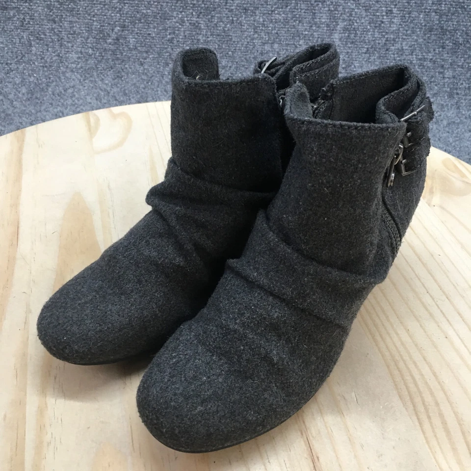 Botas Blowfish Malibu para mujer 8 grises hebilla holgada cremallera lateral cuña botines al tobillo Foto 3 de 4