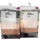 NEW~ Deal Worthy sz XXL 2 pk 9 Pairs Bikini Underwear Women's Neutral Cotton o65