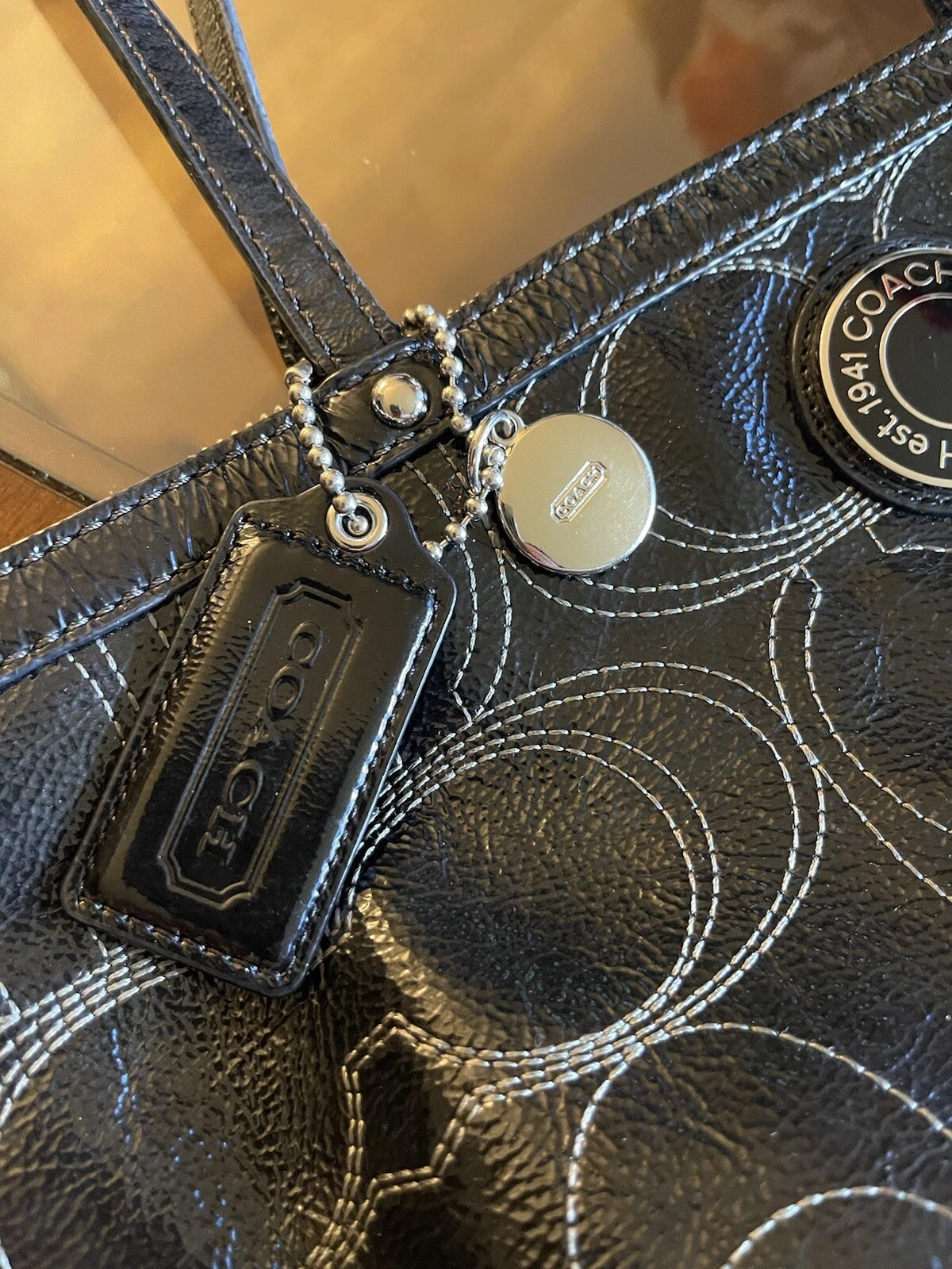 BORSA BREVETTATA COACH F19198 FIRMA CUCITA NERA Stile Classico