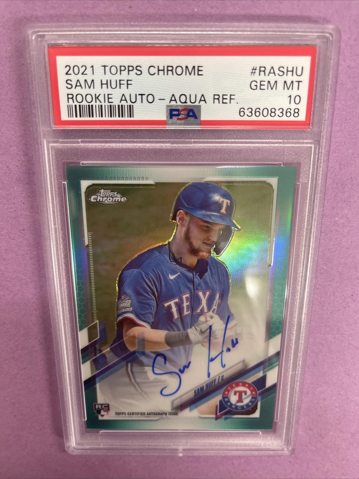 2021 Topps Chrome Sam Huff RC Rookie Auto-AQUA REF. /199 PSA 10 POP-1 #8368