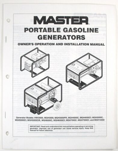 Desa Master 2004 Generator Manual HWI3000 MGH3000 MGH4000C MGH5000C MGH6000C ETC - Picture 1 of 1