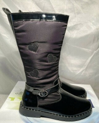 Primigi Mädchen Paris Herz schwarz kniehohe Reißverschluss Stiefel Gr. UK 12,5 / 31