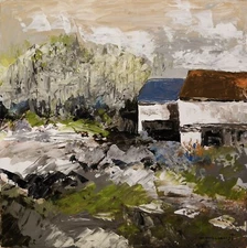 ORIGINAL BARN Landscape Acrylics Painting JMW art John Williams Expressionism 