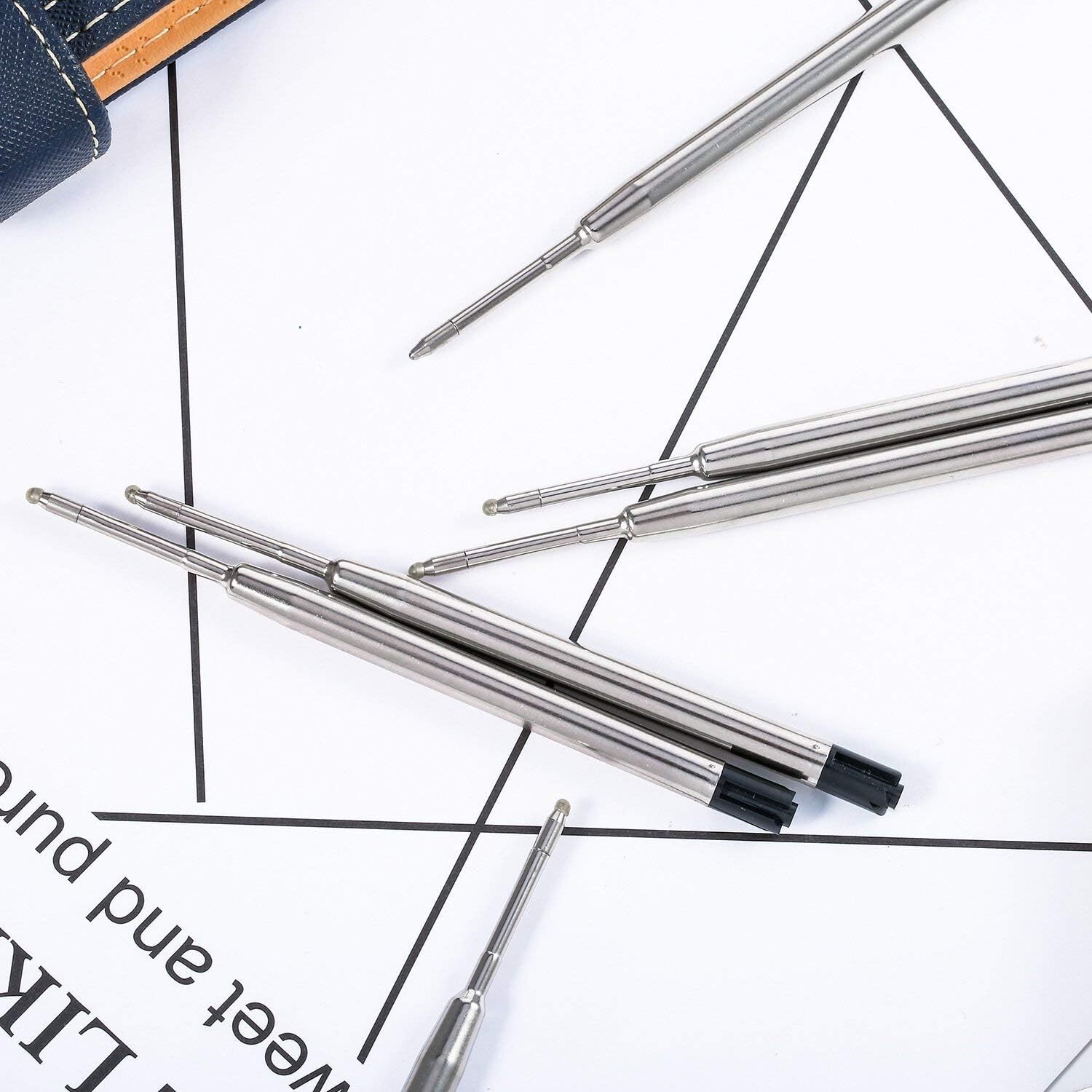 Replaceable Black Ink Refills for Multi-Brand Ballpoint Pens - Pack of 5