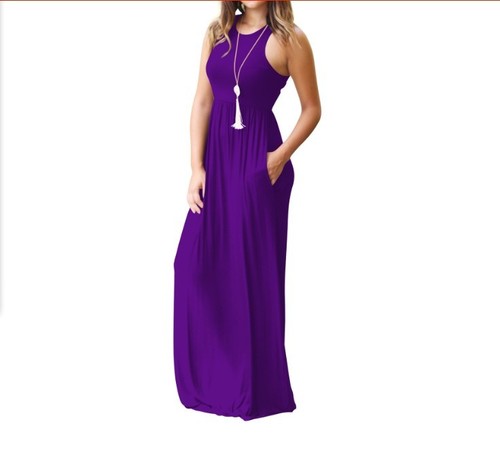 Women-Sleeveless-Racerback-Loose-Plain-Maxi-Casual-Long-Dress-With-Pockets-P