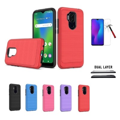 For AT&T Maestro Plus / Cricket Influence, Metallic Brushed Cover Case + TG