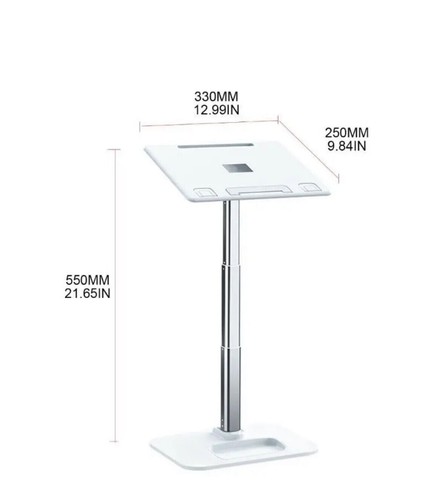 Adjustable Lap Desk White Portable Laptop Lap Desk for Bed with Legs Book Clip - Picture 8 of 9