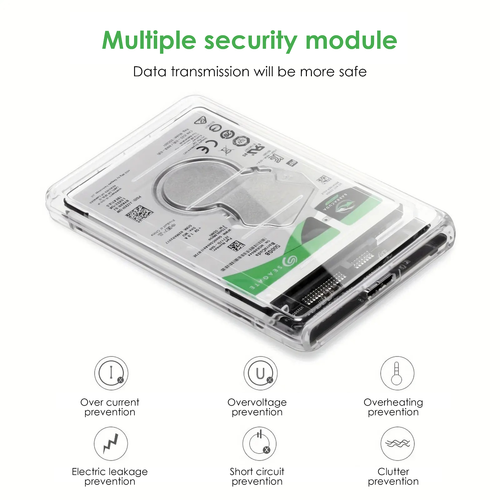 Transparent external hard disk enclosure for SATA HDD and SSD, USB 3.0, 2.5” - Afbeelding 3 van 5