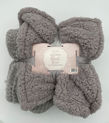 Limited Edition ULTA Gray Plush Throw Blanket 50''x60'' Super Soft Cozy NWT