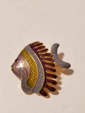 1999 P S Co Enamel Multi color  fish brooch