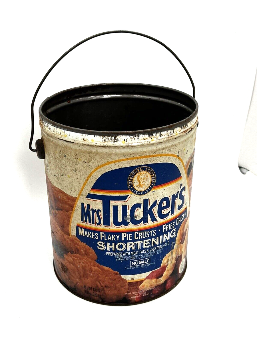 Vintage MRS TUCKERS Metal Shortening Can Pail w/ Handle