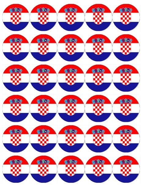 30X Kroatien Flagge Cupcake Toppers Essbares Waffelpapier Feen Kuchen Toppers - Bild 1 von 1