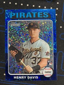 2024 Topps Heritage Chrome Blue Sparkle Refractor #415 Henry Davis Rookie RC