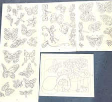 5 Vintage Iron On Transfer Individual Pattern Lot Dragonfly Butterflies Theme