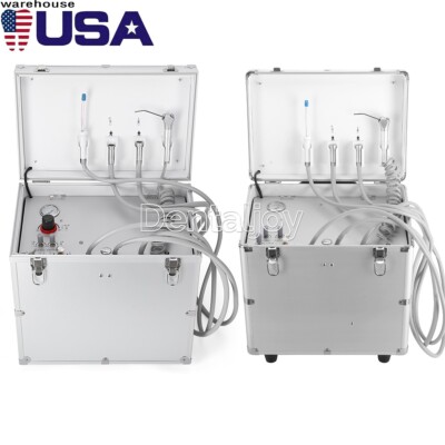 Portable Dental Mobile Delivery Unit Rolling Case Air Compressor Suction System