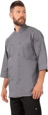 Chef Works Men's Morocco Chef Coat, Gray, Polycotton with 3/4 Sleeve