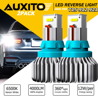 AUXITO  LED Reverse Backup Light Bulbs T15 912 921 Extremely Bright White 6500K