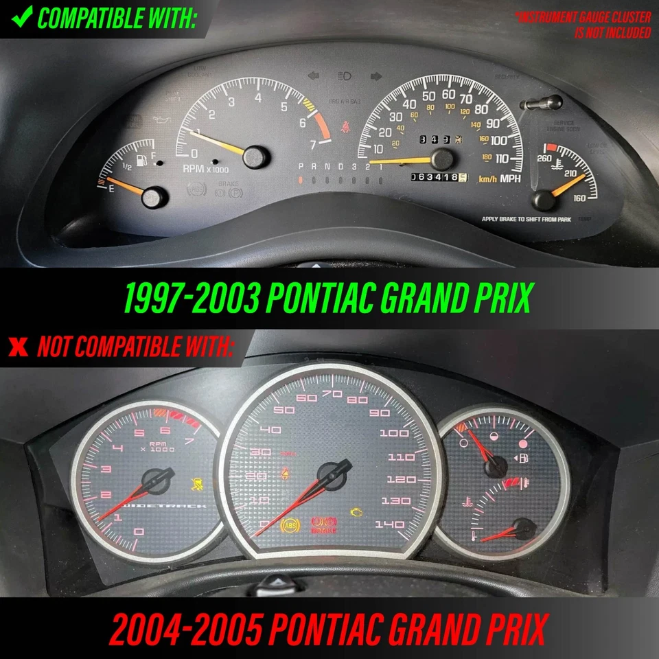 BLUE/GREEN Glow Gauge White Overlay For 97-03 Pontiac Grand Prix Cluster - Image 2 of 4