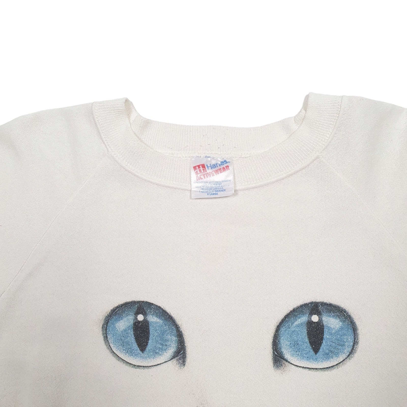 HANES Crewneck Made In USA Vintage 90's Cat Jumper Sweatshirt Mens XL image 2