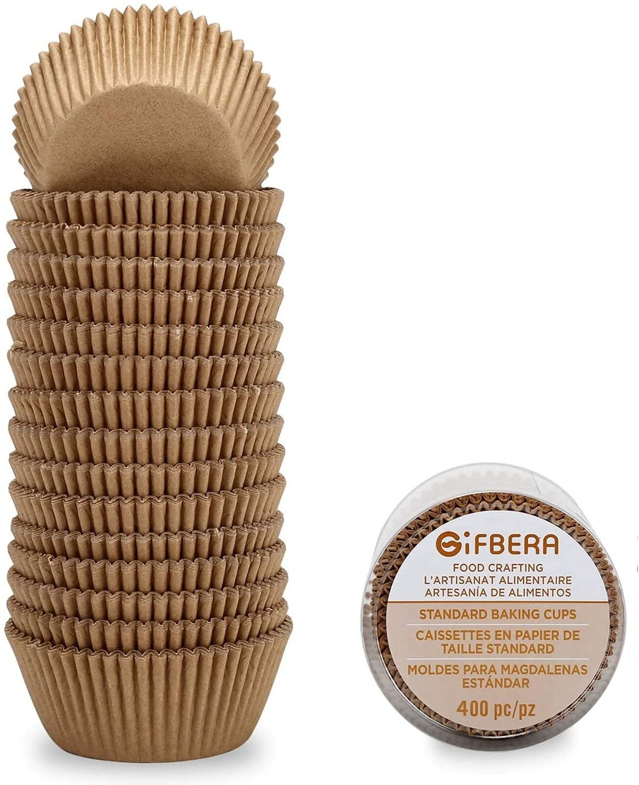 Gifbera 400-Count Unbleached Natural Standard Baking Cups for Cupcakes and Muffins