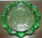 Vintage MCM Clear Green Glass Ashtray Flower Floral Magnolia Mid Century Modern — photo 1