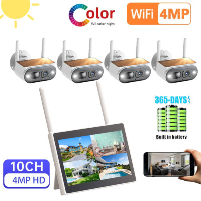Solar Battery Powered Wireless Outdoor Home Security Camera System WiFi IP Cams