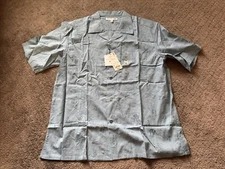 JW Anderson Men’s Printed Open Collar Short Sleeve Shirt Blue Size M $39.90