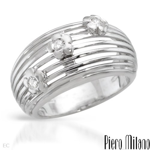 Piero Milano Italy 18k Gold Ring 0.07ctw Super Clean G/VS Diamonds